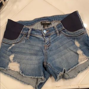 Indigo Blue Denim maternity cut off shorts